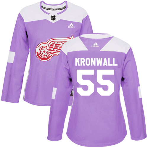 Adidas Red Wings #55 Niklas Kronwall Purple Authentic Fights Cancer Women's Stitched NHL Jersey